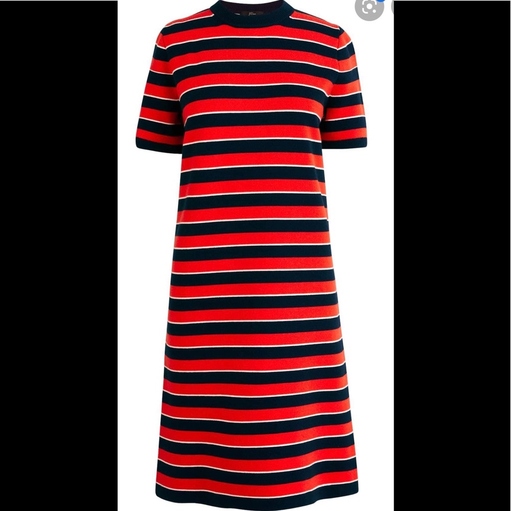 J. Crew Stripe Short Sleeve Reimagined Wool Dress